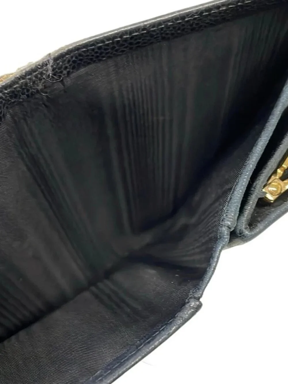 CHANEL Black Calfskin Long Wallet Gold hardware